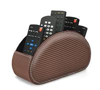 Czzmy Support de télécommande en cuir PU avec 5 compartimentsen cuir PU,multifonction boîte de rangement pour télécommandes TV,crayons,fournitures de bureau,pinceaux de maquillage(1-marron carbone)