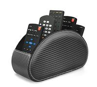 Czzmy Support de télécommande en cuir PU avec 5 compartimentsen cuir PU,multifonction boîte de rangement pour télécommandes TV,crayons,fournitures de bureau,pinceaux de maquillage(1-noir carbone)