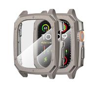 (D)2pcs for iWatch Ultra/Ultra2 Screen Protector Case 49mm, Watch Full Protective Cover Hard PC Bumper Built-in HD Tempered Glass Film
