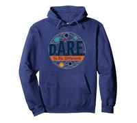 D.A.R.E. to Be Different - Art Graphique inspirant Sweat à Capuche, Unisexe pour Adultes, Bleu Marine, S