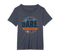 D.A.R.E. to Be Different - Art Graphique inspirant T-Shirt, Femme Grandes Tailles, Bleu Chiné, 2X