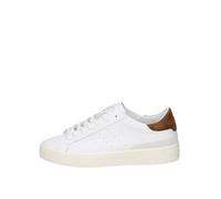 D.A.T.E. Baskets Homme Sonica en Cuir Blanc et Suede Cognac - SONICA M 441-SO-CA-WI - Taille 40, Blanc, 45 EU