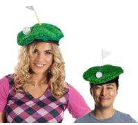 D.A.Y. Republic Béret de golf pour adultes avec drapeau et balle - Unisexe - Amusant - Pour le sport - Pour enterrement de vie de jeune fille - Accessoire de déguisement - Pub Golf
