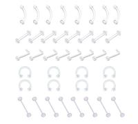 D.Bella 40 pièces de retenue de nez clair, retenue d'anneau de nez acrylique flexible Bioflex Cartilage boucle d'oreille lèvre de retenue de sourcil