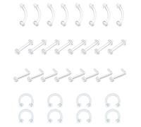 D.Bella Anneau de nez clair 32 pièces, retenue d'anneau de nez acrylique flexible Bioflex Cartilage boucle d'oreille lèvre de retenue des sourcils