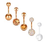 D.Bella Anneaux de nombril en acier inoxydable 14G 10mm 3/8 "anneaux de nombril de ventre d'haltères Perçage pour femmes filles