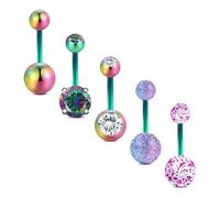 D.Bella Anneaux de nombril en acier inoxydable 14G 10mm 3/8 "anneaux de nombril de ventre d'haltères Perçage pour femmes filles