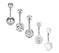 D.Bella Anneaux de nombril en acier inoxydable 14G 10mm 3/8 "anneaux de nombril de ventre d'haltères Perçage pour femmes filles