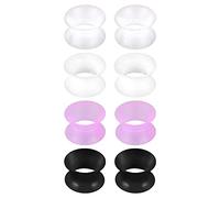 D.Bella Lot de 4 paires de bouchons d'oreille en silicone flexibles pour piercing 6/8/10/12/14/16/18/20 mm, Silicone