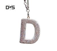 (D) Bling Car Letter Charm Faux Crystal Letter Pendant Car Rear View Mirror Hanging Rhinestone Alphabet Ornament For Car Tree Accessory