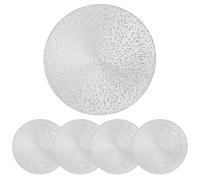 D-buy Lot de 4 sets de table ronds en vinyle argenté de 38,1 cm, creux, lavables, faciles à nettoyer, antidérapants, résistants aux taches, résistants à la chaleur, pour décoration de fête de mariage
