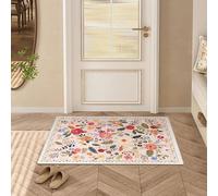 D-buy Petit tapis lavable, 0,9 x 0,9 m, bohème floral, antidérapant entrée