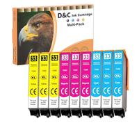 D&C 33XL Cartouches d'encre pour Epson 33XL Compatibles avec Expression Premium XP-7100 XP-830 XP-530 XP-540 XP-630 XP-645 XP-640 XP-900 XP-635 (3 Cyan, 3 Magenta, 3 Jaune)