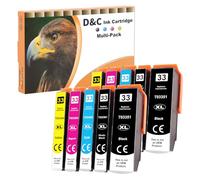 D&C 33XL Cartouches d'encre pour Epson 33XL Compatibles avec Expression Premium XP-7100 XP-830 XP-530 XP-540 XP-630 XP-645 XP-640 XP-900 XP-635 (2 Noir, 2 Photo Noir, 2 Cyan, 2 Magenta, 2 Jaune)