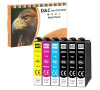 D&C 405XL Cartouches d'encre pour Epson 405 XL Multipack Compatibles avec Epson Workforce WF-3820 WF-3825 WF-4820 WF-4830 WF-4825 WF-7840 WF-7835 WF-7830 WF-7310, Lot de 6