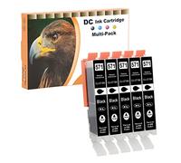 D&C 5X Noir Cartouches d'encre Compatibles pour Canon Pixma CLI-571BK XL pour Canon PIXMA MG5750 MG5751 MG5752 MG5753 MG6850 MG6852 MG7750 MG7751 TS5050 TS5051 TS5053 TS5055 TS6050 TS6051 TS6052