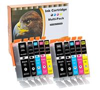 D&C Cartouche d'encre équivalent de Canon PGI-580 CLI-581 Pixma TR 7500-8550 TS 6100-9155 10er Set (B/PB/C/M/Y)