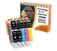 D&C Cartouche d'encre équivalent de Canon PGI-580 CLI-581 Pixma TR 7500-8550 TS 6100-9155 5er Set (B/PB/C/M/Y)