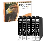 D&C Cartouches 503XL compatibles avec Epson 503 503XL Multipack pour Epson Expression Home XP-5200 XP-5205 XP5200 XP5205, Workforce WF-2960 WF-2965 WF2960 WF2965 WF-2960DWF WF-2965DWF 5 noir)