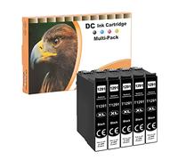 D&C Cartouches d'encre Compatible pour Epson T1295- T1291 Black pour Epson Workforce WF-3520 WF-3540 WF-7515 WF-7525 Stylus Office BX630FW Stylus SX235W SX425W SX445W SX535WD (5 Noir)
