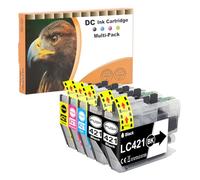D&C LC421 LC421XL Compatible pour Cartouche d'encre Brother LC421 LC421xl LC421VAL pour Encre Brother MFC-J1010DW DCP-J1050DW DCP-J1140DW (Pack de 5, 2Noir, 1Cyan, 1Magenta, 1Jaune)