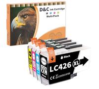 D&C LC426XL Lot de cartouches compatibles avec Brother LC426 LC-426XL LC-426XLVAL LC426XLVAL LC426XLVAL Multipack pour Brother MFC-J4340DW MFC-J4540DW MFC-J4540DWXL (1 noir, 1 cyan, 1 magenta, 1 jaune