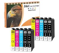 D&C Lot de 10 Cartouches d'encre compatibles pour Epson T-611 T-612 T-613 T-614 pour Stylus D68 D68PE D88 D88Plus D88PE DX-3800 DX-3850 DX-4200 DX-4250 DX-4800 DX-4850