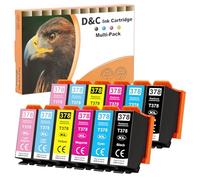 D&C Lot de 12 Cartouches d'encre 378XL compatibles avec Epson 378XL Cartouche pour Epson XP 8600 XP-8600 XP-8500 XP-8700 XP-8605 XP-8505 XP-8005 XP-15000 XP 8005 XP 8000