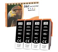D&C Lot de 4 cartouches d'encre 33XL compatibles avec Epson 33XL pour Expression Premium XP-7100 XP-830 XP-530 XP-540 XP-630 XP-645 XP-640 XP-900 XP-635 Noir
