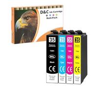 D&C Lot de 4 cartouches d'encre 35XL compatibles avec Epson WF 4720 pour Workforce Pro WF-4725 WF-4730 WF-4740 WF-4720DWF WF-4725DWF WF-4730DTWF WF-4740DTWF WF-4740DTWF
