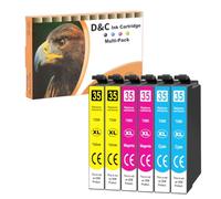 D&C Lot de 6 cartouches 35XL compatibles avec les cartouches d'encre Epson | Compatible avec Epson Workforce Pro WF 4720 WF-4725 WF-4730 WF-4740 WF-4720DWF WF-4725DWF WF-4730DTWF WF-4740DTWF