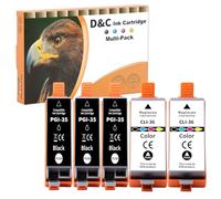 D&C PGI-35 CLI-36 Lot de 5 cartouches d'encre compatibles avec Canon PGI-35 CLI-36 pour Pixma IP100 IP100V IP100WB + batterie, IP110 IP110WB + batterie, TR150 TR150WB + batterie, TR160 MINI260
