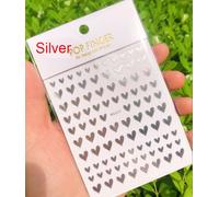 D¿¿Calcomanies 3d Pour Nail Art",Autocollants Brillants,Paillettes,Rouge,Noir,Rose,Coeurs D'amour,Curseurs Adh¿¿Sifs,D¿¿Coration Pour Ongles,"Manucure - Type Wg622silver
