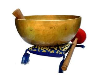 D-chakra Master Bol de méditation tibétain chantant avec coussin, maillet et baguette de tambour