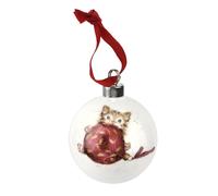 D coration suspendre Royal Worcester Wrendale Designs | Boule de No l parfaite avec motif chaton | 6,6 cm | En porcelaine fine | suspendre