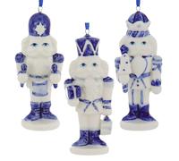 D corations Casse-Noisette en porcelaine bleue de Delft, 3 pi ces assorties pour No l