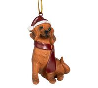 D corations de No l en forme de teckel pour chien Design Toscano JH576308 en couleur