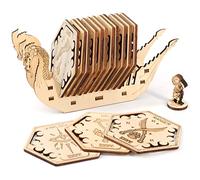 D&D Class Lot de 14 dessous de verre hexagonaux en bois avec support gravé au laser pour les fans de donjons et dragons, Game Master