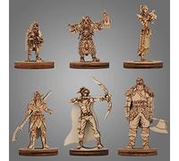 D&D Fantasy Lot de 6 figurines en bois découpées au laser 2,5D Échelle 28 mm Idéal pour les donjons et dragons, Pathfinder et autres RPG de table