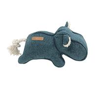 D&D Home, Jouet pour Chien, Modèle Emmy Bleu, Jouet élégant en Tissu chenillé pour Chiens, Rembourrage 100% Polyester, avec 2 squeakers dans Le museau et Une Queue en Corde de Coton Naturel