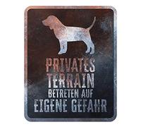 D&D Home, Panneau d'Avertissement Attention au Chien, 25x20x0,3 cm, Version Allemande, Fond Noir, Panneau d'avertissement en métal résistant à la Rouille avec Un Texte Amusant