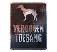 D&D Home, Panneau d'Avertissement Attention au Chien, 25x20x0,3 cm, Version néerlandaise, Fond Noir, Panneau d'avertissement en métal résistant à la Rouille avec Un Texte Amusant