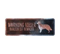 D&D Home, Panneau d'Avertissement Attention au Chien, 40x13x0,3 cm, Version Allemande, Fond Noir, Panneau d'avertissement en métal résistant à la Rouille avec Un Texte Amusant