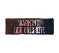 D&D Home, Panneau d'Avertissement Attention au Chien, 40x13x0,3 cm, Version Anglaise, Fond Noir, Panneau d'avertissement en métal résistant à la Rouille avec Un Texte Amusant