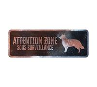 D&D Home, Panneau d'Avertissement Attention au Chien, 40x13x0,3 cm, Version française, Fond Noir, Panneau d'avertissement en métal résistant à la Rouille avec Un Texte Amusant