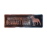 D&D Home, Panneau d'Avertissement Attention au Chien, 40x13x0,3 cm, Version néerlandaise, Fond Noir, Panneau d'avertissement en métal résistant à la Rouille avec Un Texte Amusant