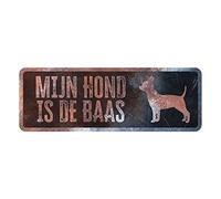 D&D Home, Panneau d'Avertissement Attention au Chien, 40x13x0,3 cm, Version néerlandaise, Fond Noir, Panneau d'avertissement en métal résistant à la Rouille avec Un Texte Amusant