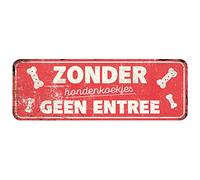 D&D Home, Panneau d'Avertissement Attention au Chien, 40x13x0,3 cm, Version néerlandaise, Fond Rouge, Panneau d'avertissement en métal résistant à la Rouille avec Un Texte Amusant