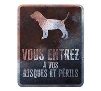 D&D HOME-Panneau d'avertissement beagle coloris noir en métal galvanisé D&D Home - 25 x 20 x 0,3 m