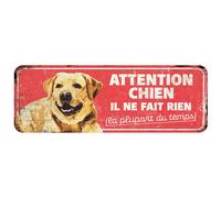 D&D HOME-Panneau d'avertissement labrador coloris rouge en métal galvanisé D&D Home - 40 x 13 x 0,3 cm